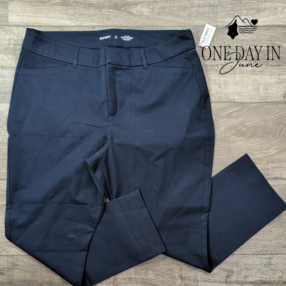 Old Navy High Rise Pixie Skinny Pants Navy Secret Smooth NWT Size 16P